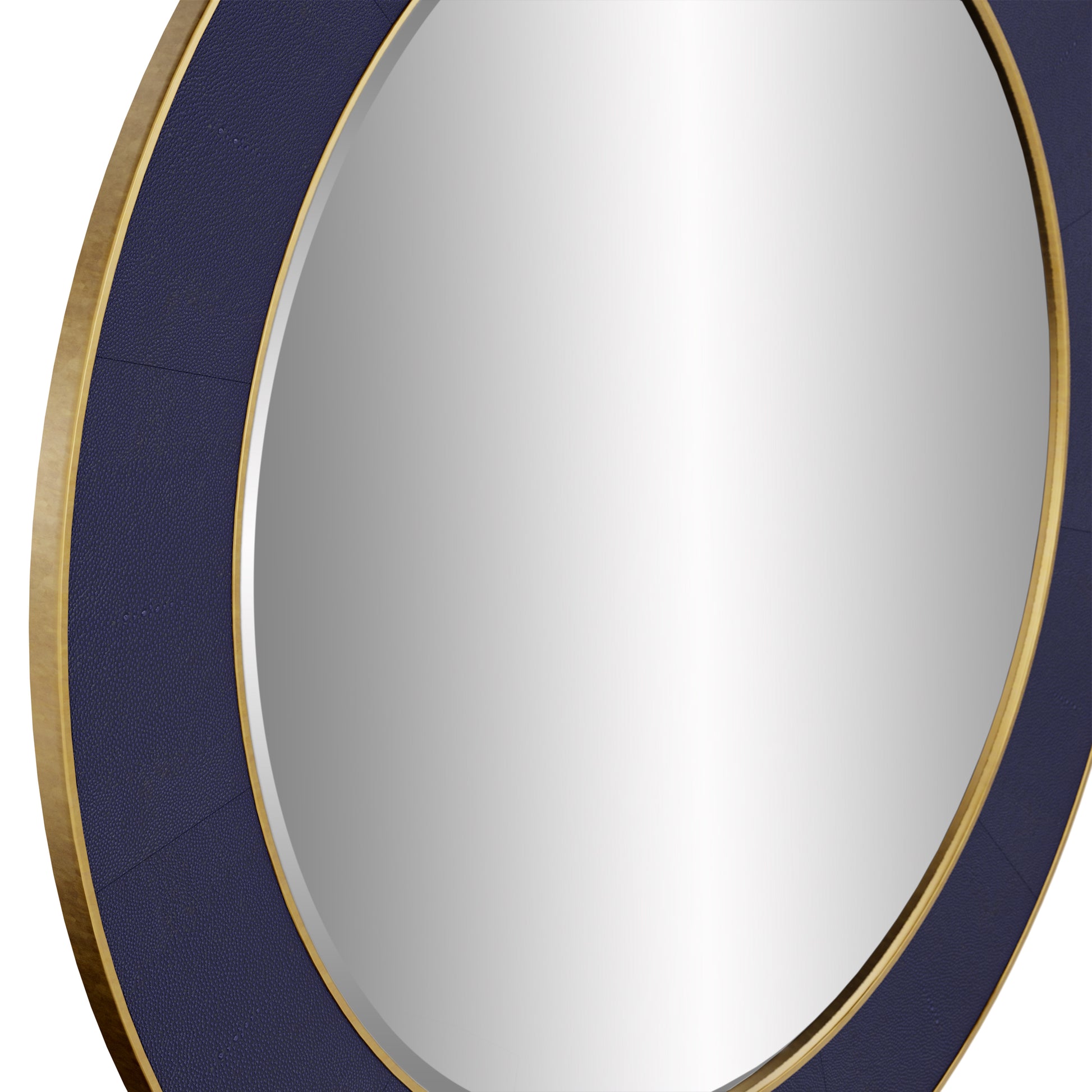 The Willersley Blue Round Mirror features a faux shagreen navy finish and a brass style surround, creating a luxurious and timeless addition to any space. FREE UK MAINLAND DELIVERY. Shop online now at www.nobleandnook.co.uk