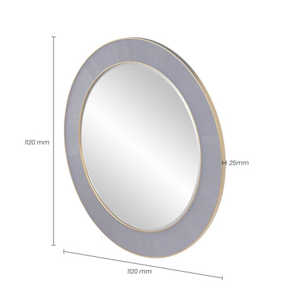 The Willersley Blue Round Mirror features a faux shagreen navy finish and a brass style surround, creating a luxurious and timeless addition to any space. FREE UK MAINLAND DELIVERY. Shop online now at www.nobleandnook.co.uk