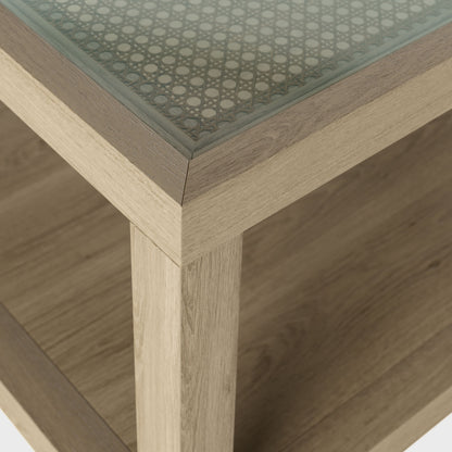 Shop the Witley Coffee Table in grey oak with a glass top that sits on a rattan latticed underside. FREE UK MAINLAND DELIVERY. Shop online now at www.nobleandnook.co.uk