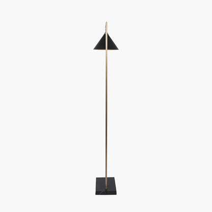 The Zeta Floor Lamp, featuring a sleek combination of matte black and antique brass metal. FREE UK MAINLAND DELIVERY. Shop online now at www.nobleandnook.co.uk