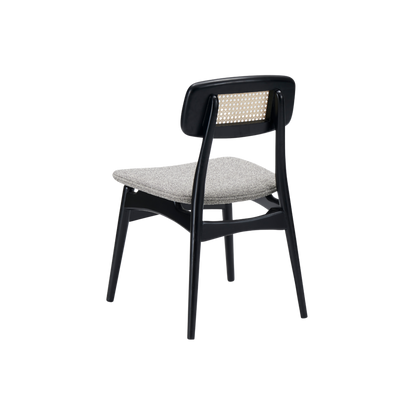 Shop the Elder Dining Chair with black ash wood frame with rattan open weave, combining bohemian and Scandinavian style by Twenty10 Designs. FREE UK MAINLAND DELIVERY. Shop online now at www.nobleandnook.co.uk