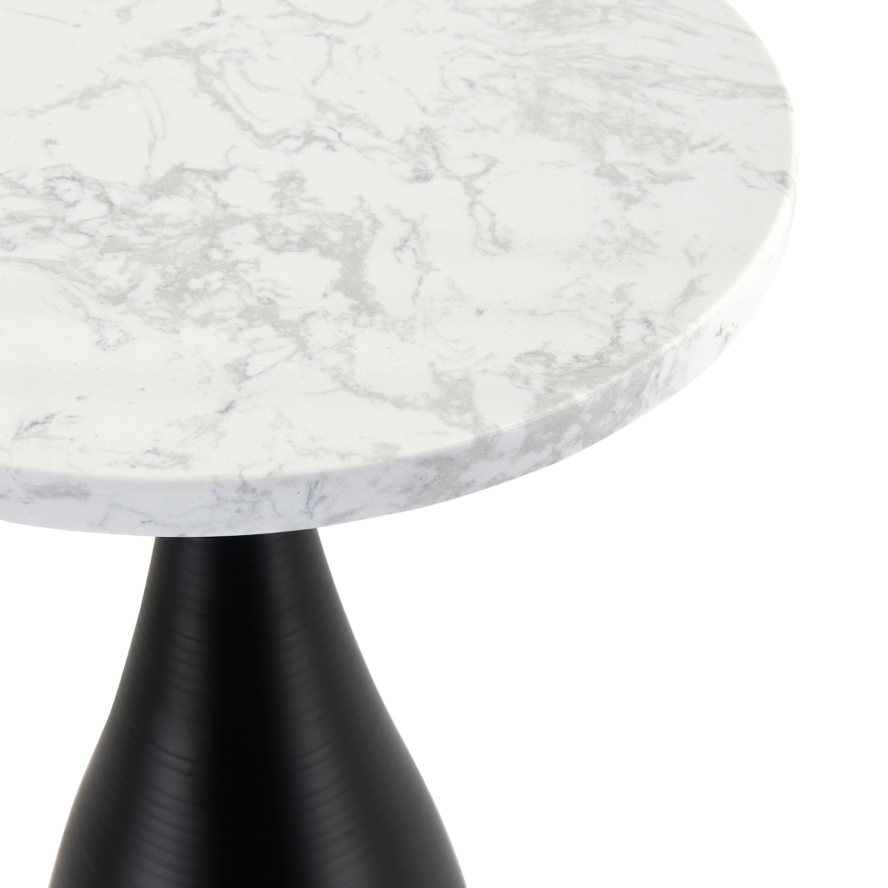 Shop the stylish and versatile Hazel Lamp Table with a sleek black iron base and elegant artificial marble top. Shop online now at www.nobleandnook.co.uk