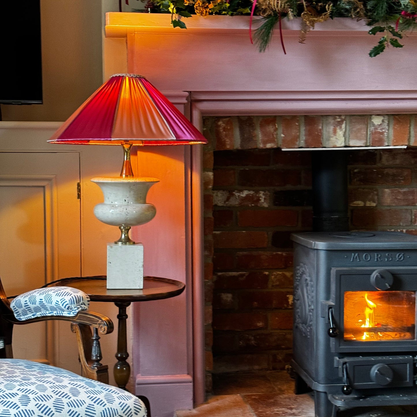 The Stripy Shade – Raspberry & Rose Pleated Lampshade