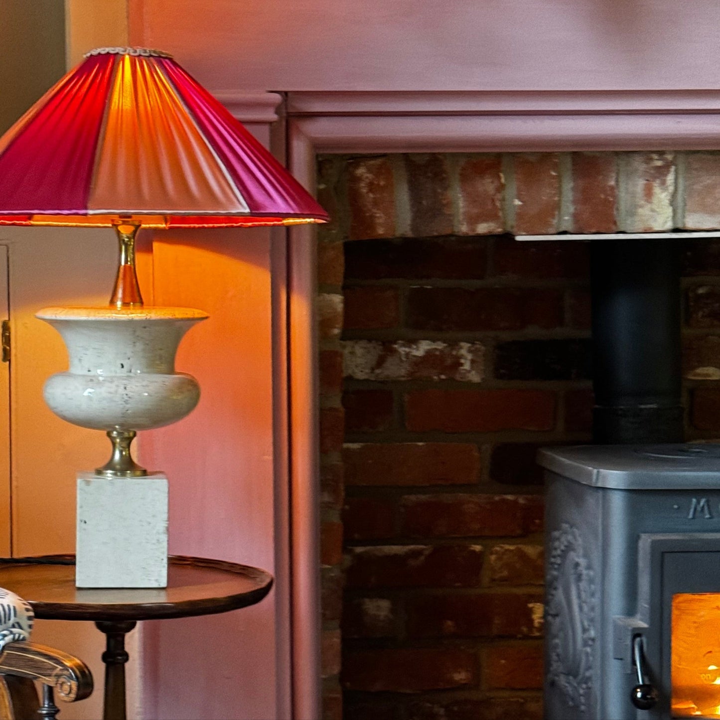 The Stripy Shade – Raspberry & Rose Pleated Lampshade