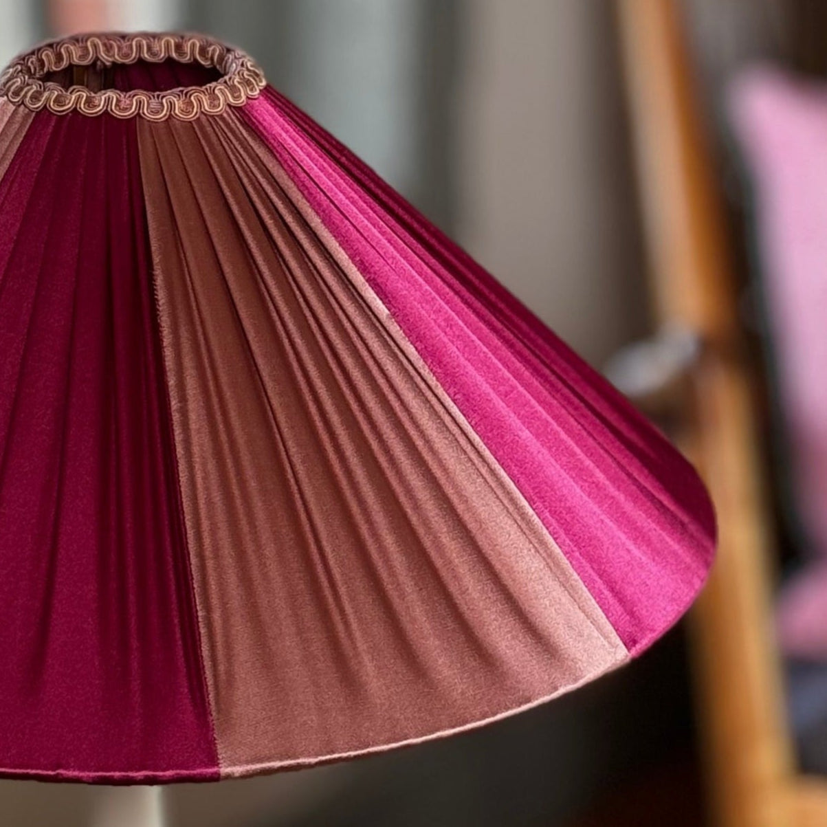 The Stripy Shade – Raspberry & Rose Pleated Lampshade
