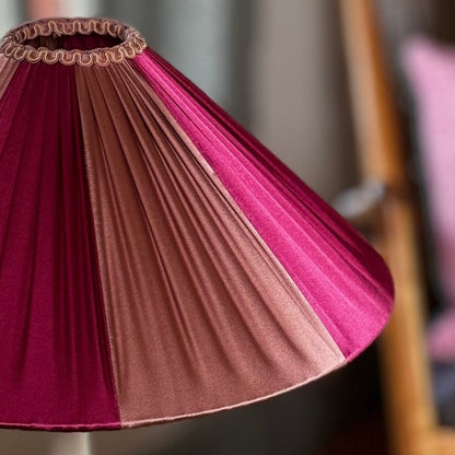 The Stripy Shade – Raspberry & Rose Pleated Lampshade