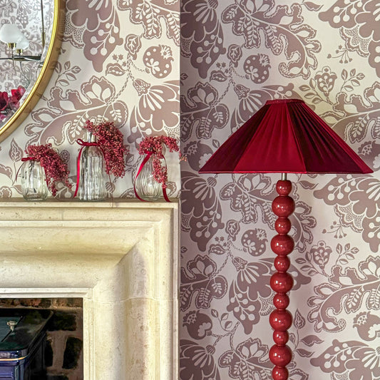 The Stripy Shade - Burgundy & Berry Pleated Lampshade