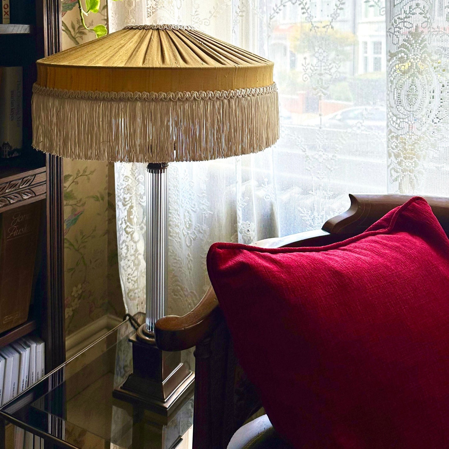 The Peggy Silk Fringed Lampshade in Gold