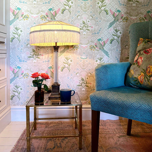 The Peggy Silk Fringed Lampshade - Ivory