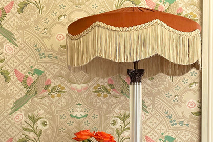 The Peggy Silk Fringed Lampshade - Rust
