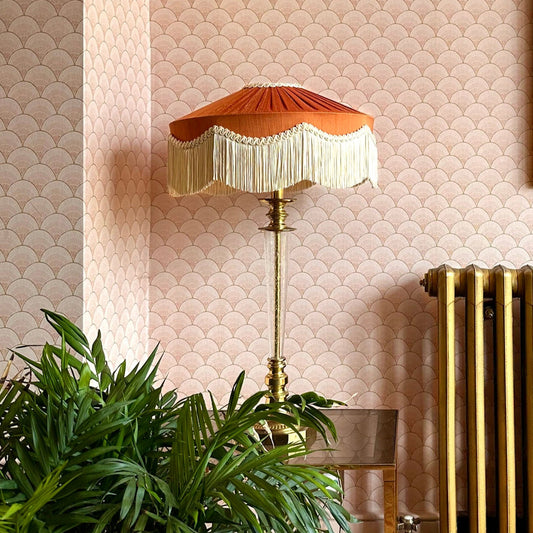 The Peggy Silk Fringed Lampshade - Rust