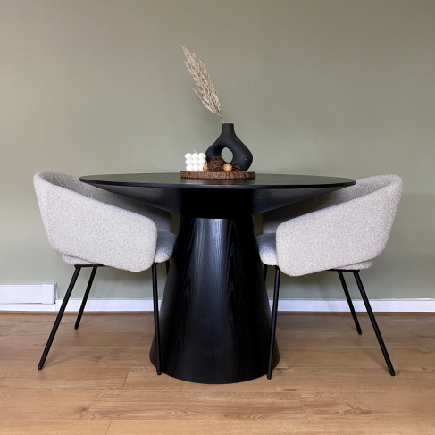 Shop the stunning Lotus Dining Table. Expertly crafted, this table is both functional and stylish with its column base and circular top. Shop online today at www.nobleandnook.co.uk