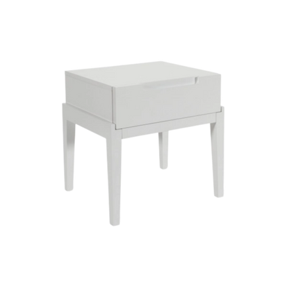 Shop the opulent beauty of the Orchid Bedside Single Drawer, elegantly crafted in a luscious white and boasting elegant cut-out handles and smooth soft close runners. Shop online today at www.nobleandnook.co.uk