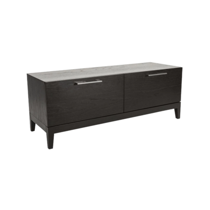Shop the luxury Peony TV Unit in Black Stained Oak with soft close drawers. This piece brings both functionality and elegance to your living space. Shop online today at www.nobleandnook.co.uk
