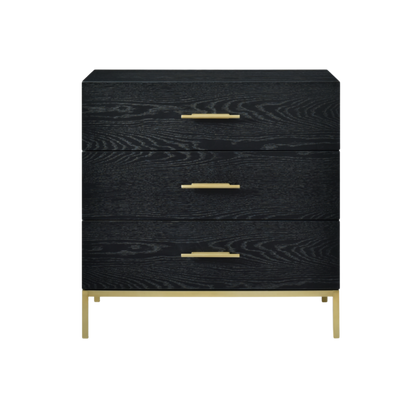 Shop the Tulip 3 Drawer Chest, finished in black oak with beautiful brass handles by Twenty10 Designs. FREE UK MAINLAND DELIVERY. Shop online at www.nobleandnook.co.uk