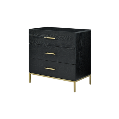 Shop the Tulip 3 Drawer Chest, finished in black oak with beautiful brass handles by Twenty10 Designs. FREE UK MAINLAND DELIVERY. Shop online at www.nobleandnook.co.uk