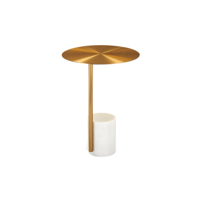 Shop the elegant Violet Lamp Table, a stylish and minimal design with a gold stainless steel top and white marble base. FREE UK MAINLAND DELIVERY. Shop online now at www.nobleandnook.co.uk