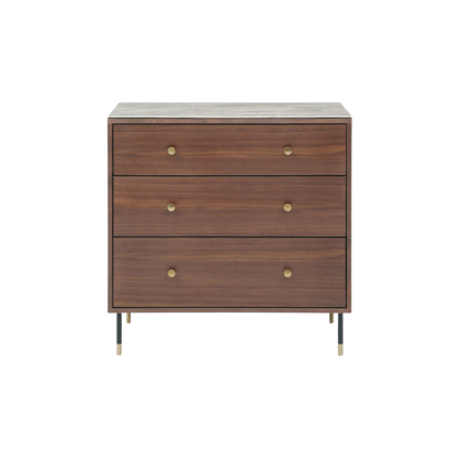 Shop the Willow 3 Drawer Chest, finished in tobacco walnut with beautiful, detailed marbled glass beige top by Twenty10 Designs. FREE UK MAINLAND DELIVERY. Shop online at www.nobleandnook.co.uk