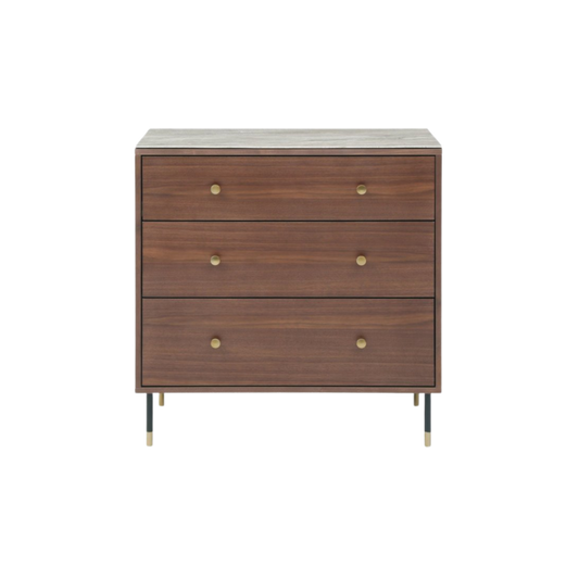 Shop the Willow 3 Drawer Chest, finished in tobacco walnut with beautiful, detailed marbled glass beige top by Twenty10 Designs. FREE UK MAINLAND DELIVERY. Shop online at www.nobleandnook.co.uk
